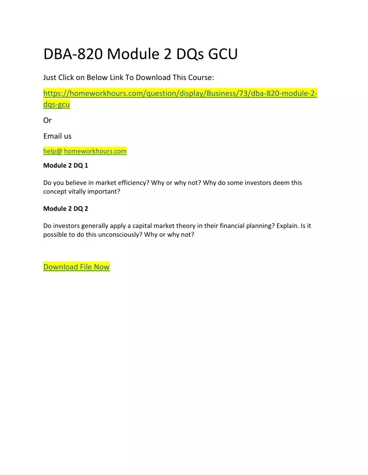 dba 820 module 2 dqs gcu