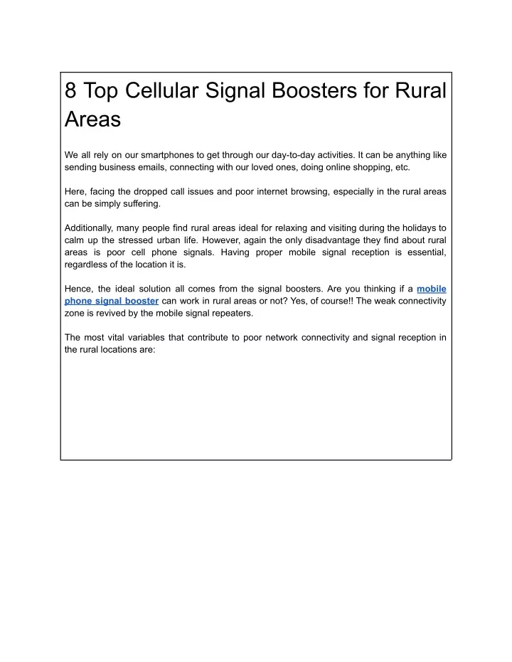 8 top cellular signal boosters for rural areas