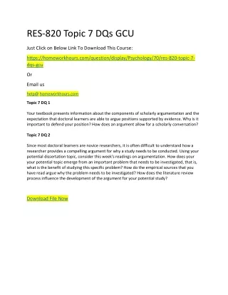 res 820 topic 7 dqs gcu