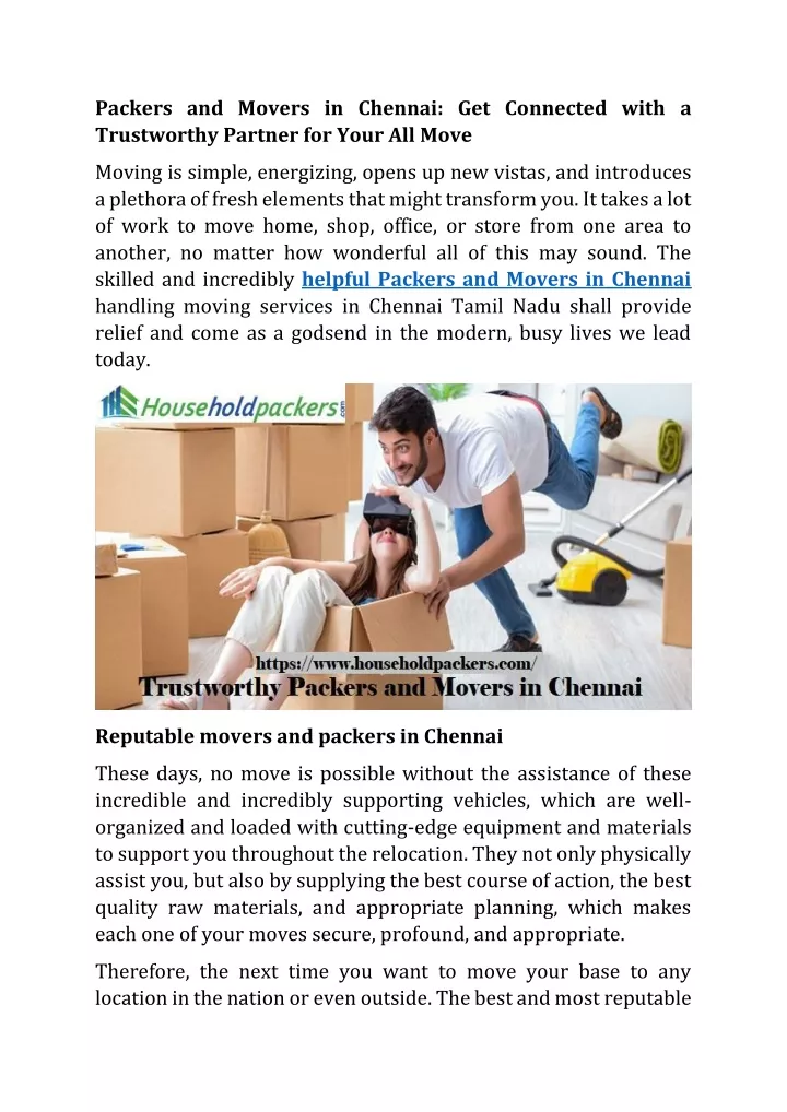 packers and movers in chennai get connected with