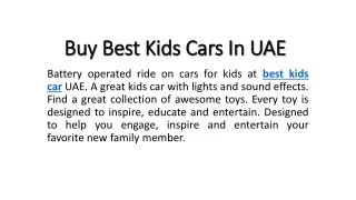 Buy Best Kids Cars In UAE