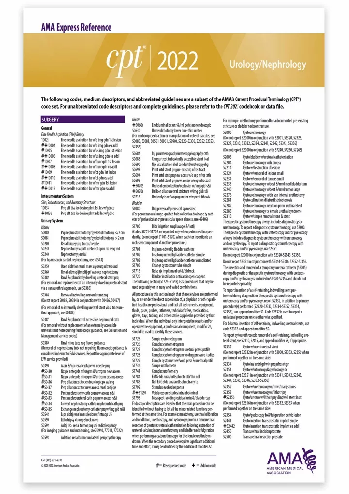 PPT - DOWNLOAD CPT Express Reference Coding Card 2022 Urology ...