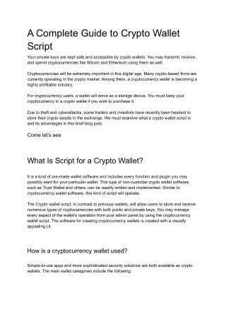 A Complete Guide to Crypto Wallet Script