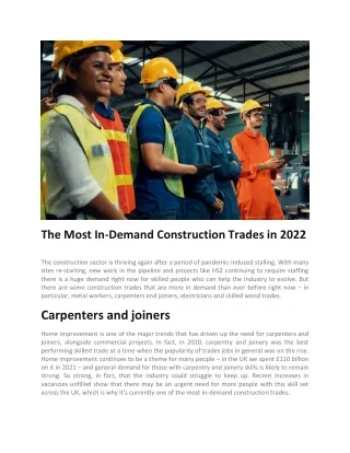 the most in demand construction trades in 2022