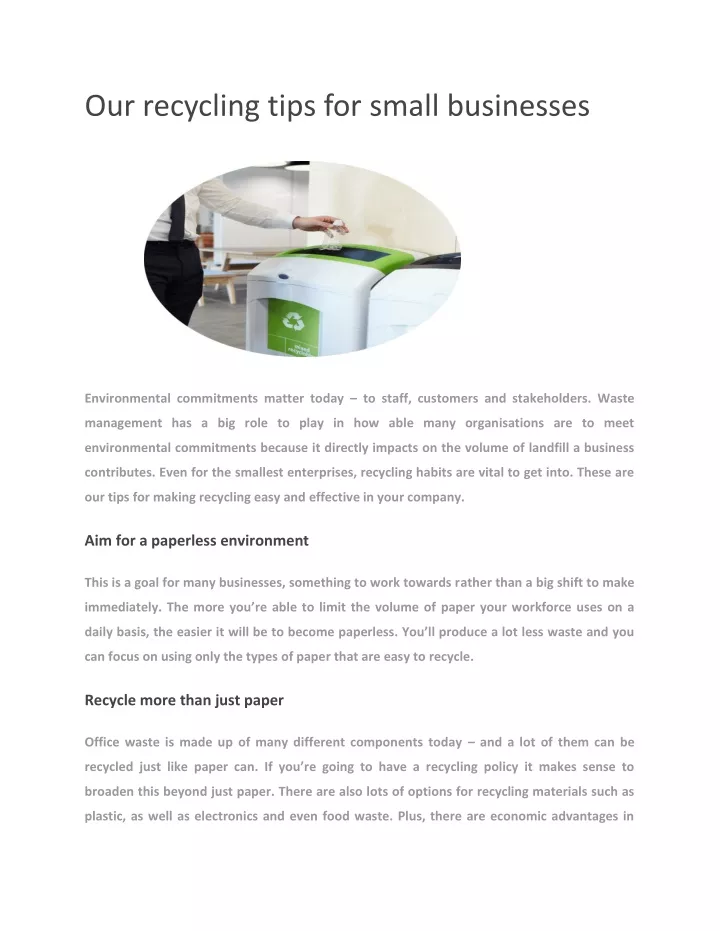 our recycling tips for small businesses