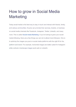 How to grow in Social Media Marketing