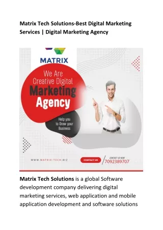 Matrix Tech Solutions-Digital Marketing Agency -Best Digital Marketing Services