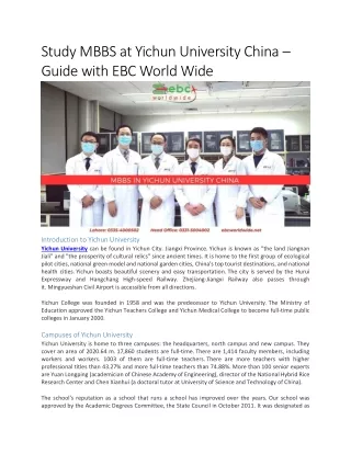 study mbbs at yichun university china guide with