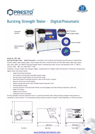 Bursting Strength Tester – Digital Pneumatic