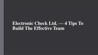 Electronic Check Ltd. — 4 Tips To Build The Effective Team