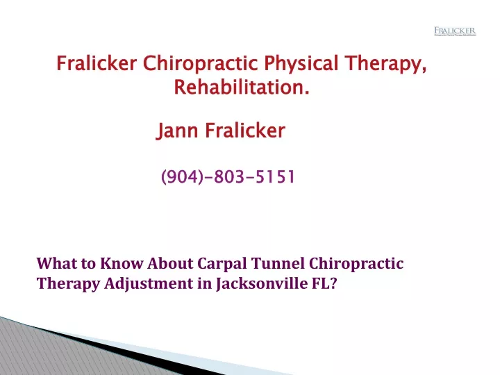 fralicker chiropractic physical therapy