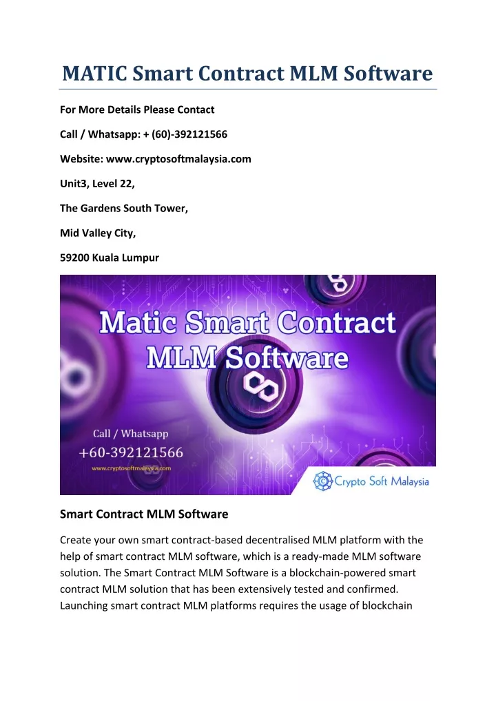 matic smart contract mlm software