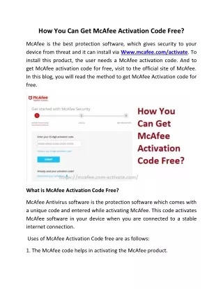 how you can get mcafee activation code free