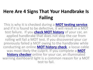 here are 4 signs that your handbrake is failing