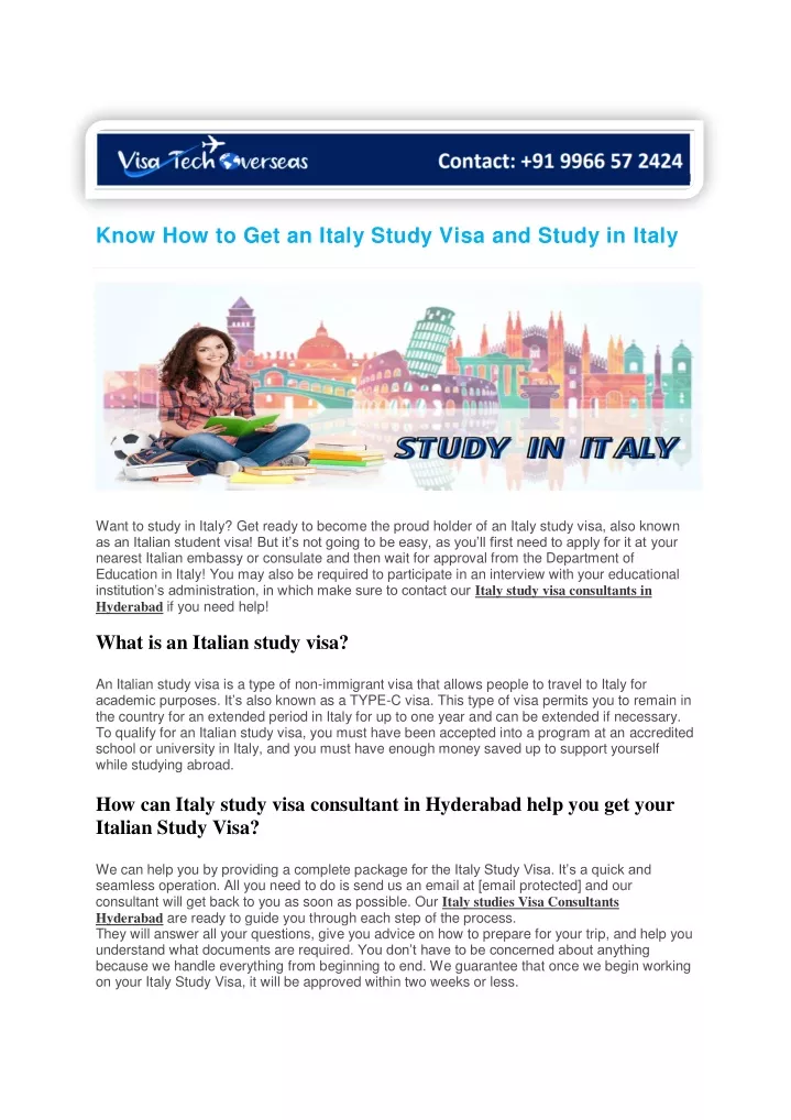 know how to get an italy study visa and study