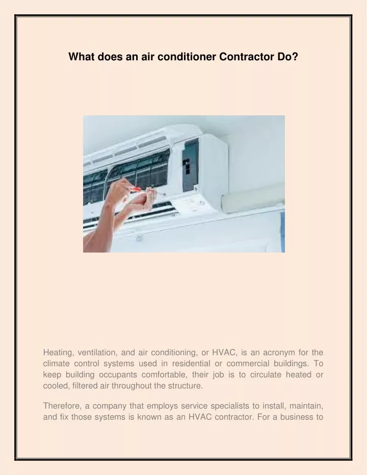 what does an air conditioner contractor do