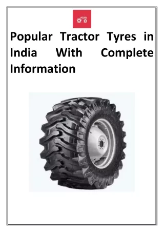 Popular Tractor Tyres In India With Complete Information