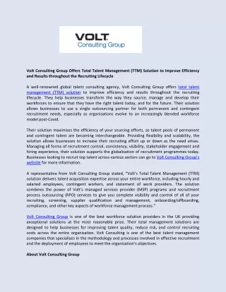 volt consulting group offers total talent