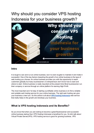 why should you consider vps hosting indonesia