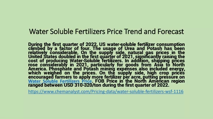 water soluble fertilizers price trend and forecast