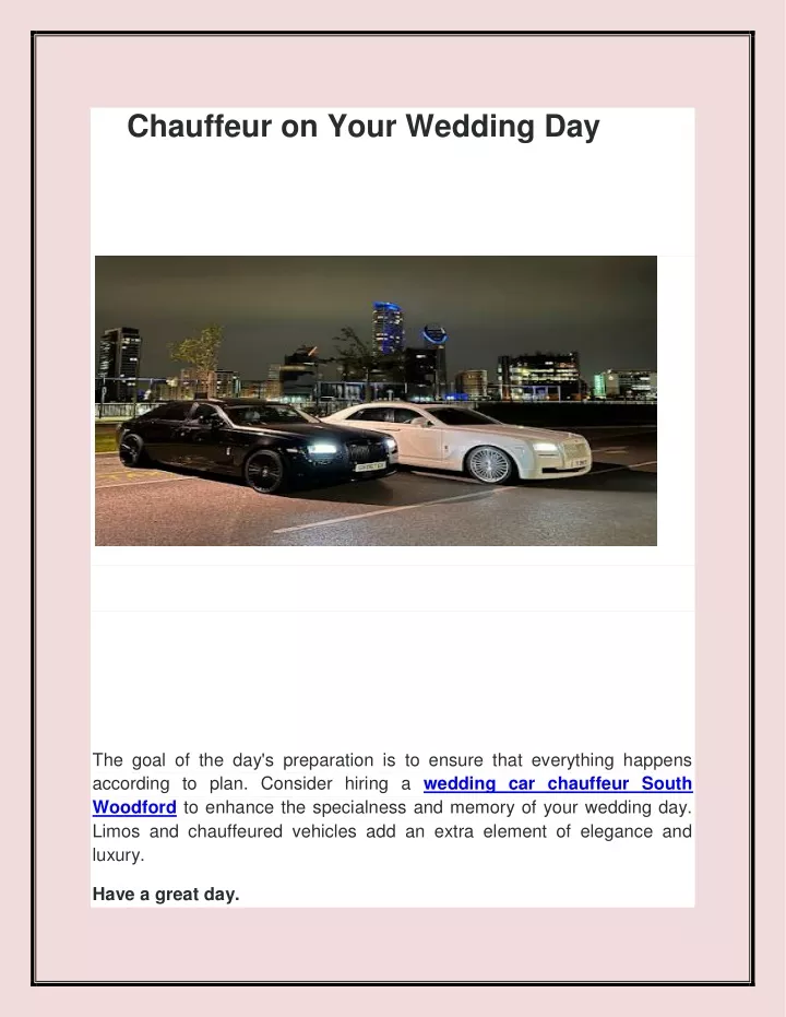 chauffeur on your wedding day