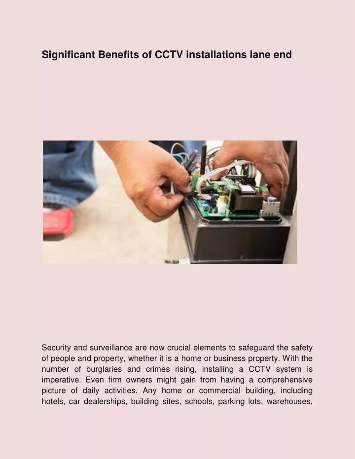 significant benefits of cctv installations lane