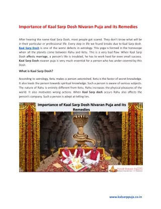 Importance of Kaal Sarp Dosh Nivaran Puja and its Remedies