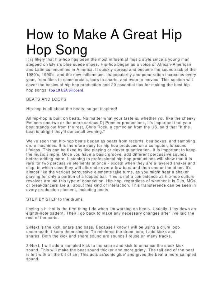 how to make a great hip hop song it is likely