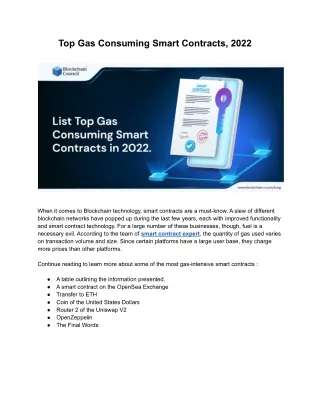 top gas consuming smart contracts 2022