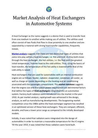 Market Analysis of Heat Exchangers in Automotive Systems