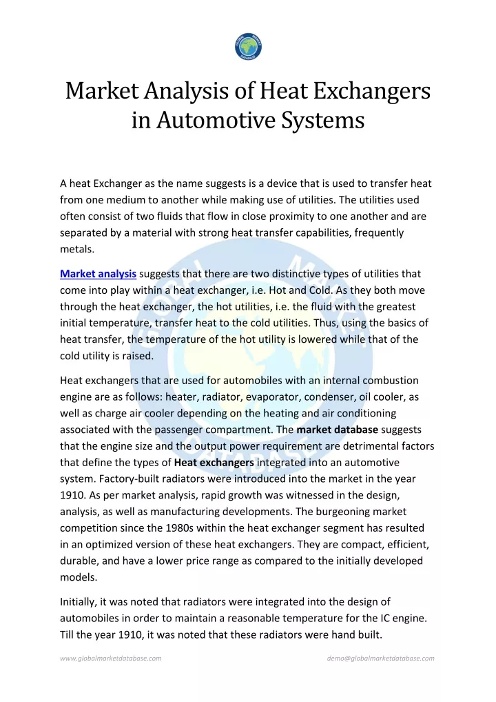 market analysis of heat exchangers in automotive