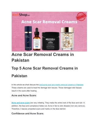 Acne Scar Removal Creams in Pakistan