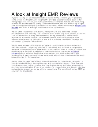 A look at Insight EMR Reviews