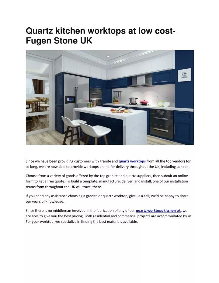 quartz kitchen worktops at low cost fugen stone uk