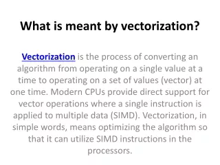 what is meant by vectorization