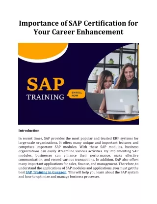 Importance of SAP Certification for Your Career Enhancement