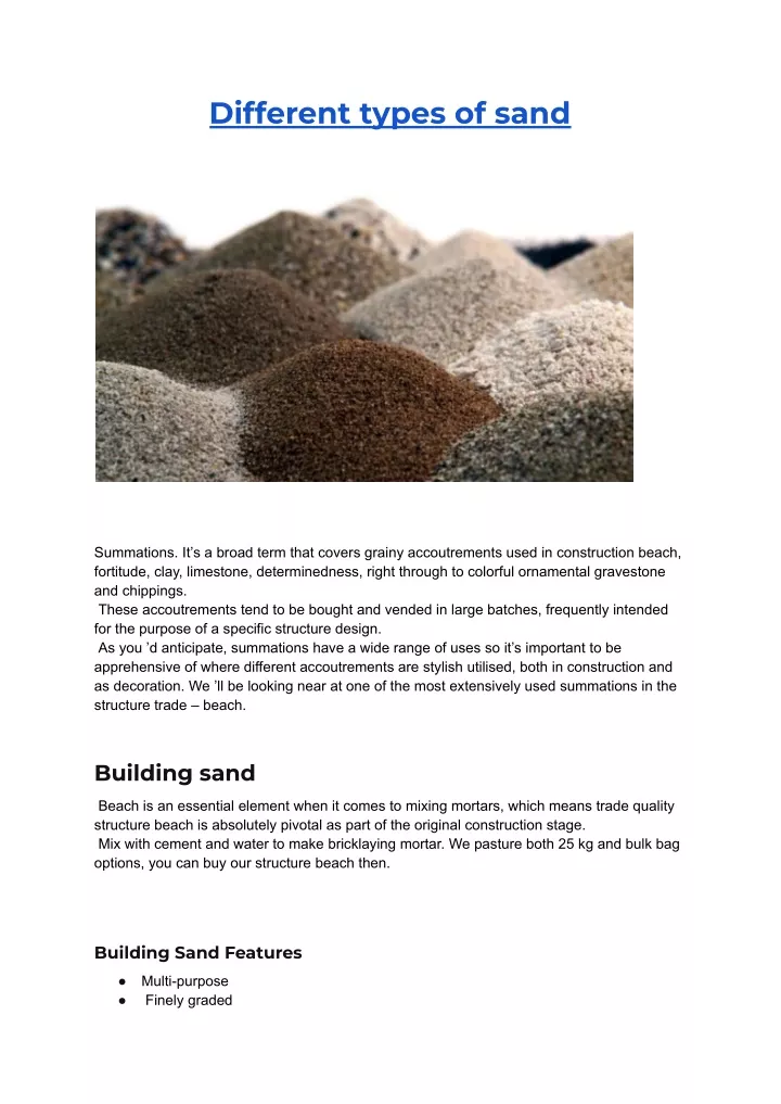 different types of sand