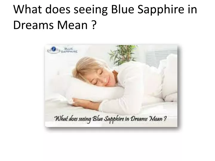 what does seeing blue sapphire in dreams mean