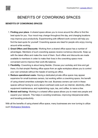 Benefits of coworking spaces