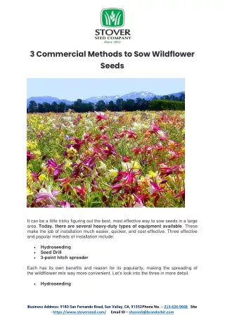 3 Commercial Methods to Sow Wildflower Seeds