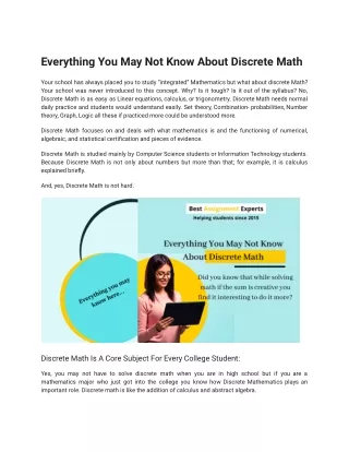 Everything You May Not Know About Discrete Math