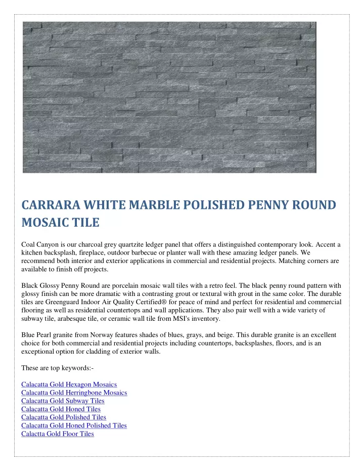 carrara white marble polished penny round mosaic