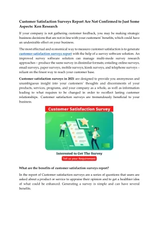 customer satisfaction surveys report