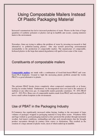 using compostable mailers instead of plastic