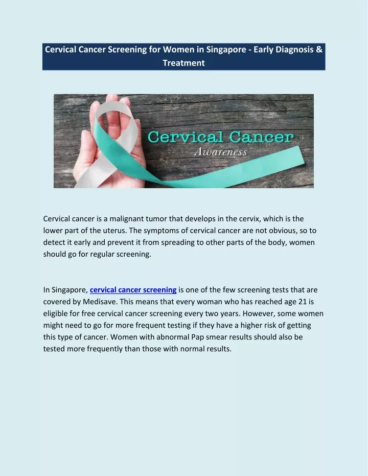 cervical cancer screening for women in singapore