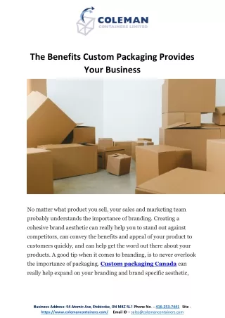 The Benefits Custom Packaging Provides Your Business