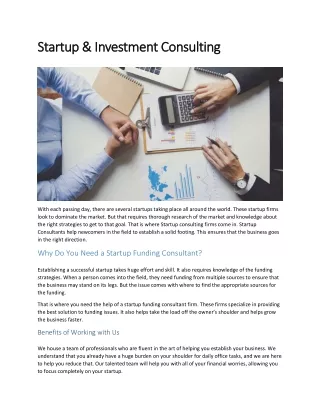 Startup & Investment Consulting