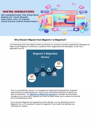 why should i migrate from magento1 to magento2