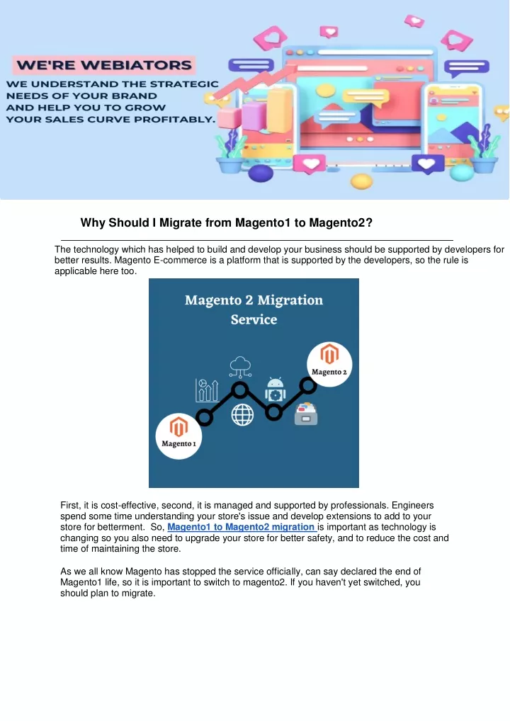 why should i migrate from magento1 to magento2