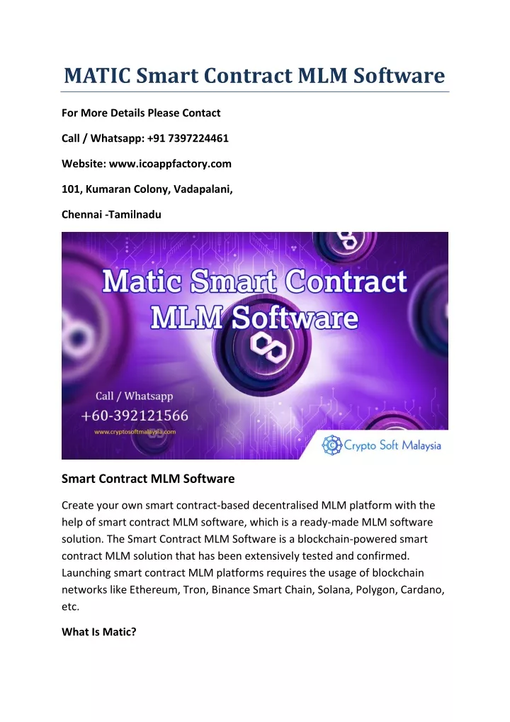 matic smart contract mlm software